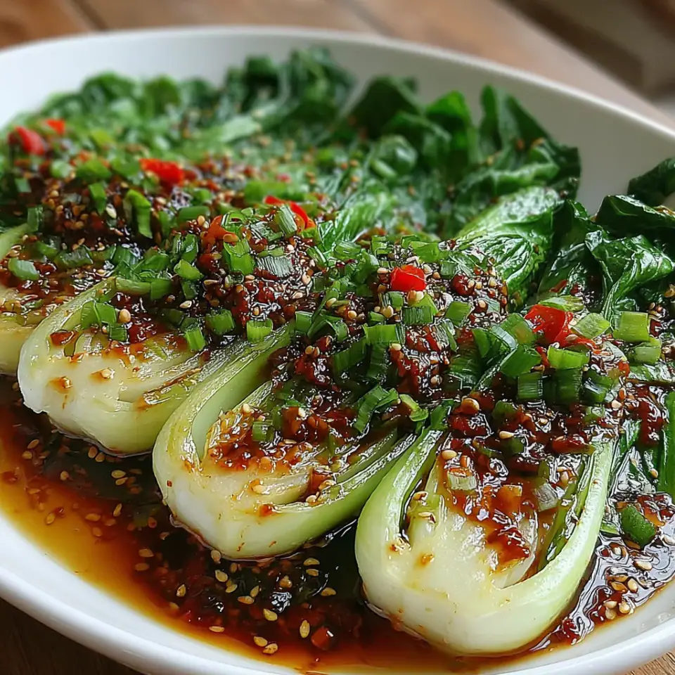A close look at Quick Bok Choy with Ginger Chili Sauce