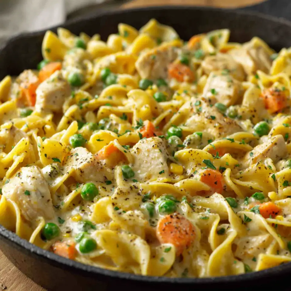 A close look at Quick Chicken Pot Pie Pasta