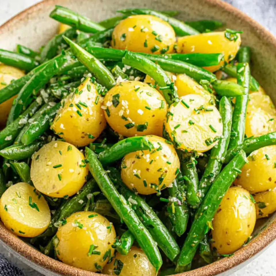 Quick Green Bean Potato Salad, ready to serve