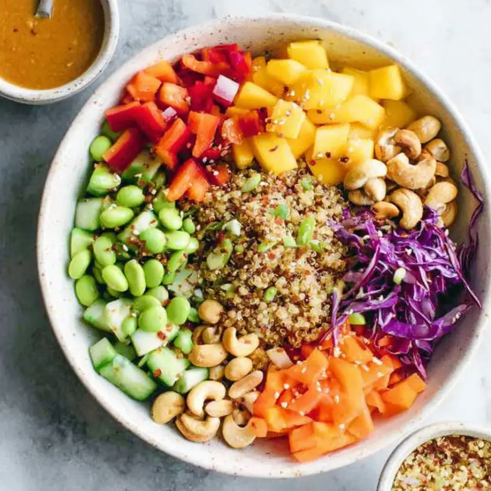 A close look at Quinoa Crunch Salad with Peanut Dressing