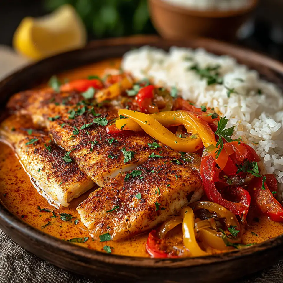 Red Snapper with Creamy Creole Sauce, ready to serve