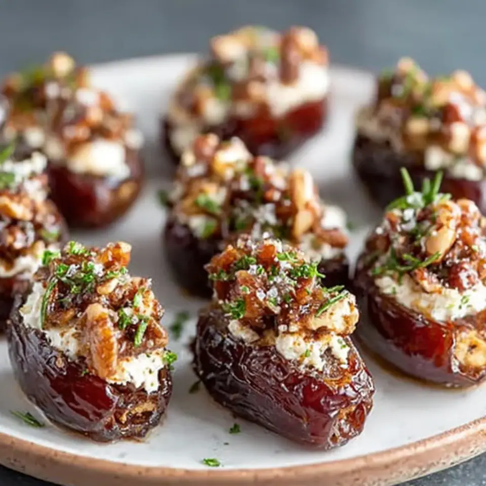 A close look at Roasted Stuffed Dates with Goat Cheese