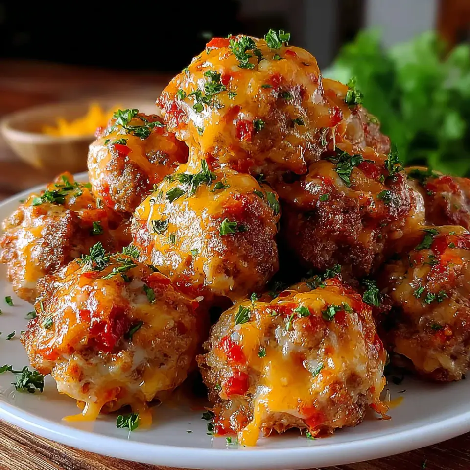 Rotel Sausage Balls, ready to serve