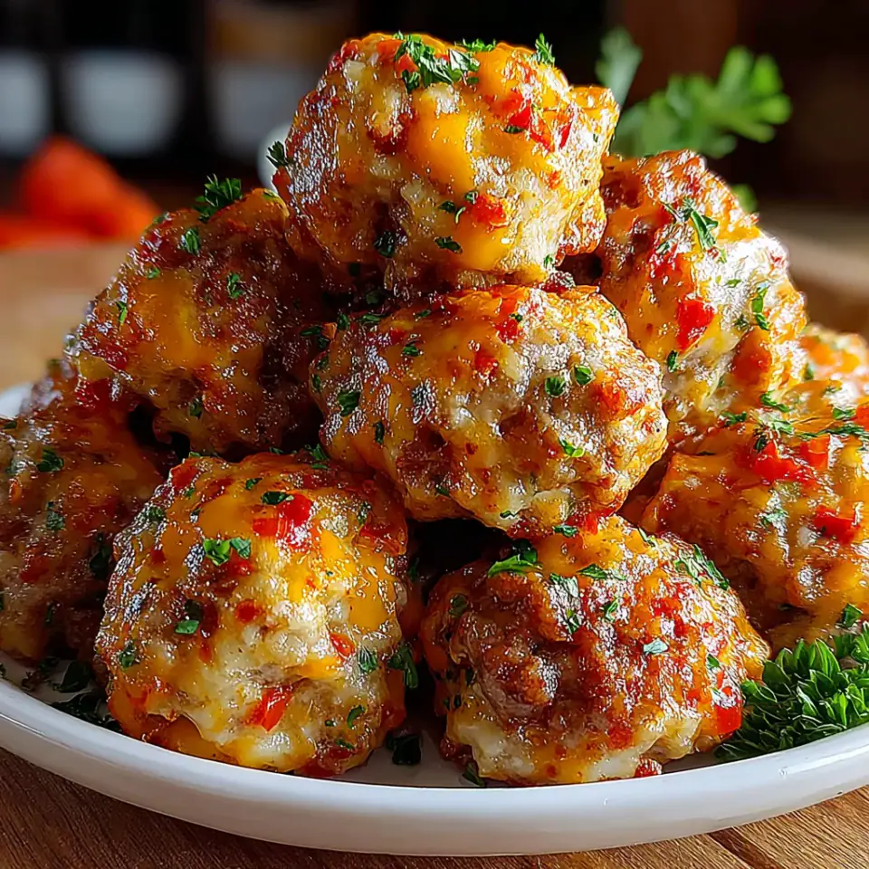 Rotel Sausage Balls served on the table