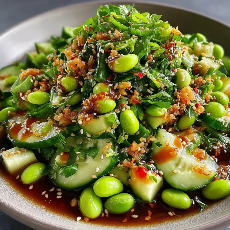 A close look at Salad with Asian Dressing
