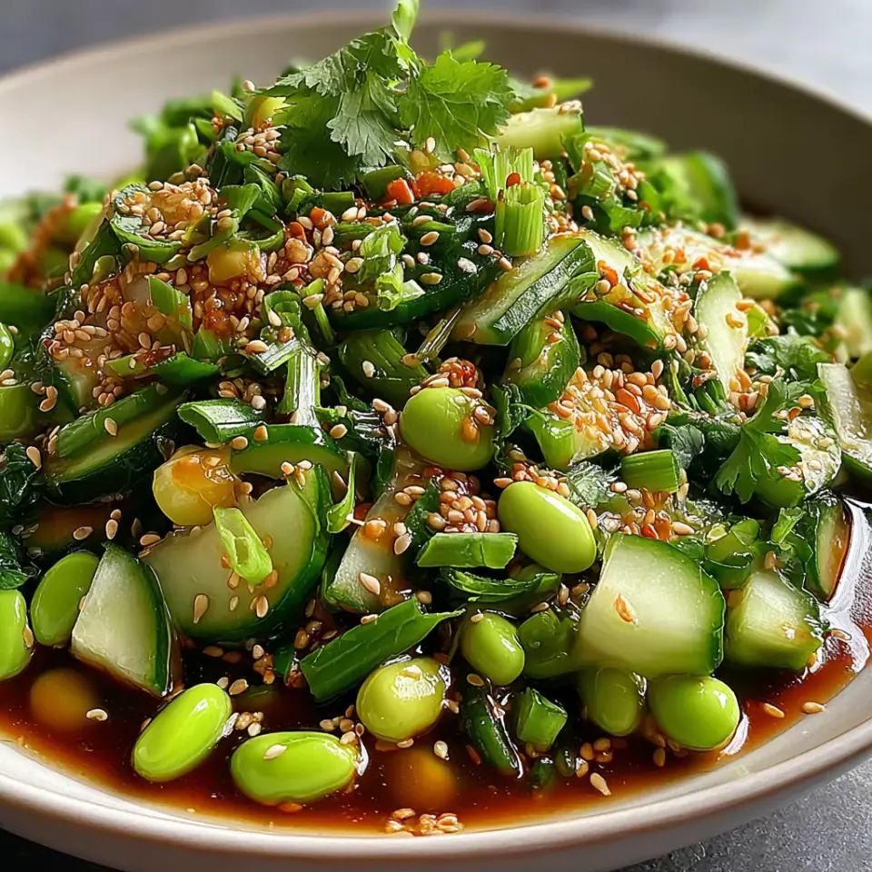 Salad with Asian Dressing served on the table