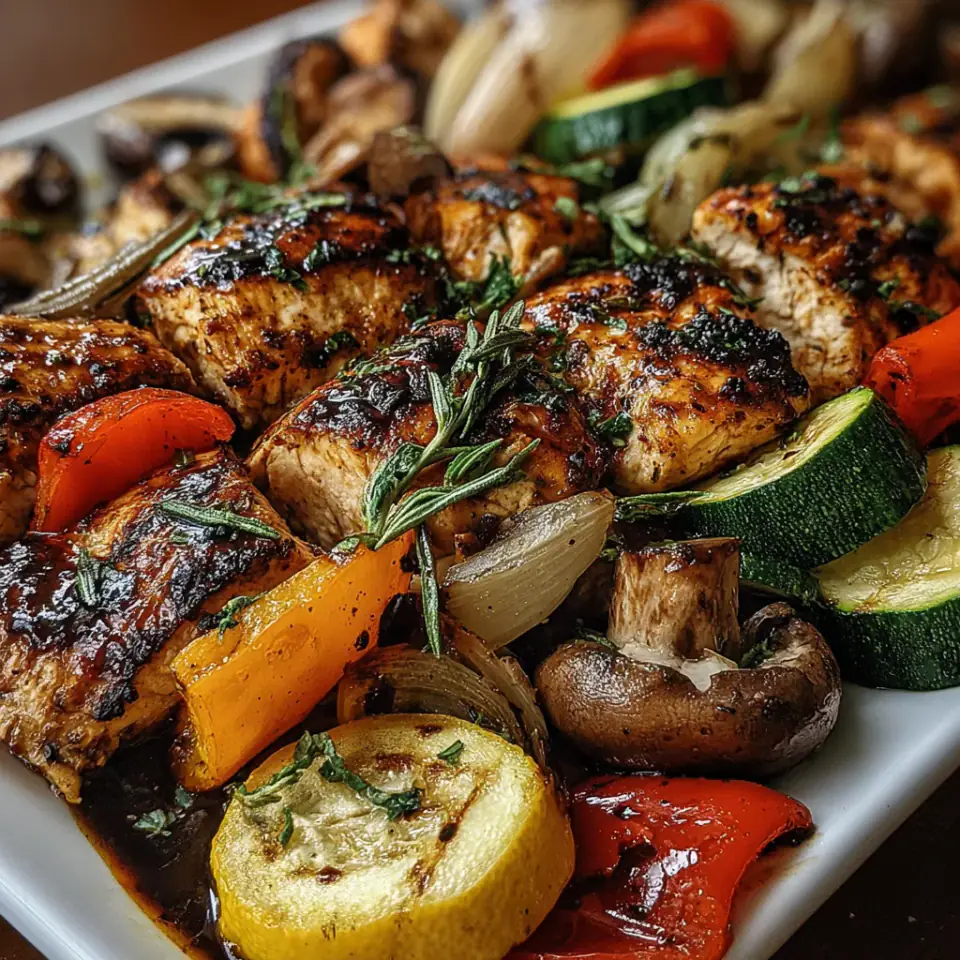 A close look at Lemon Herb Grilled Chicken and Vegetables