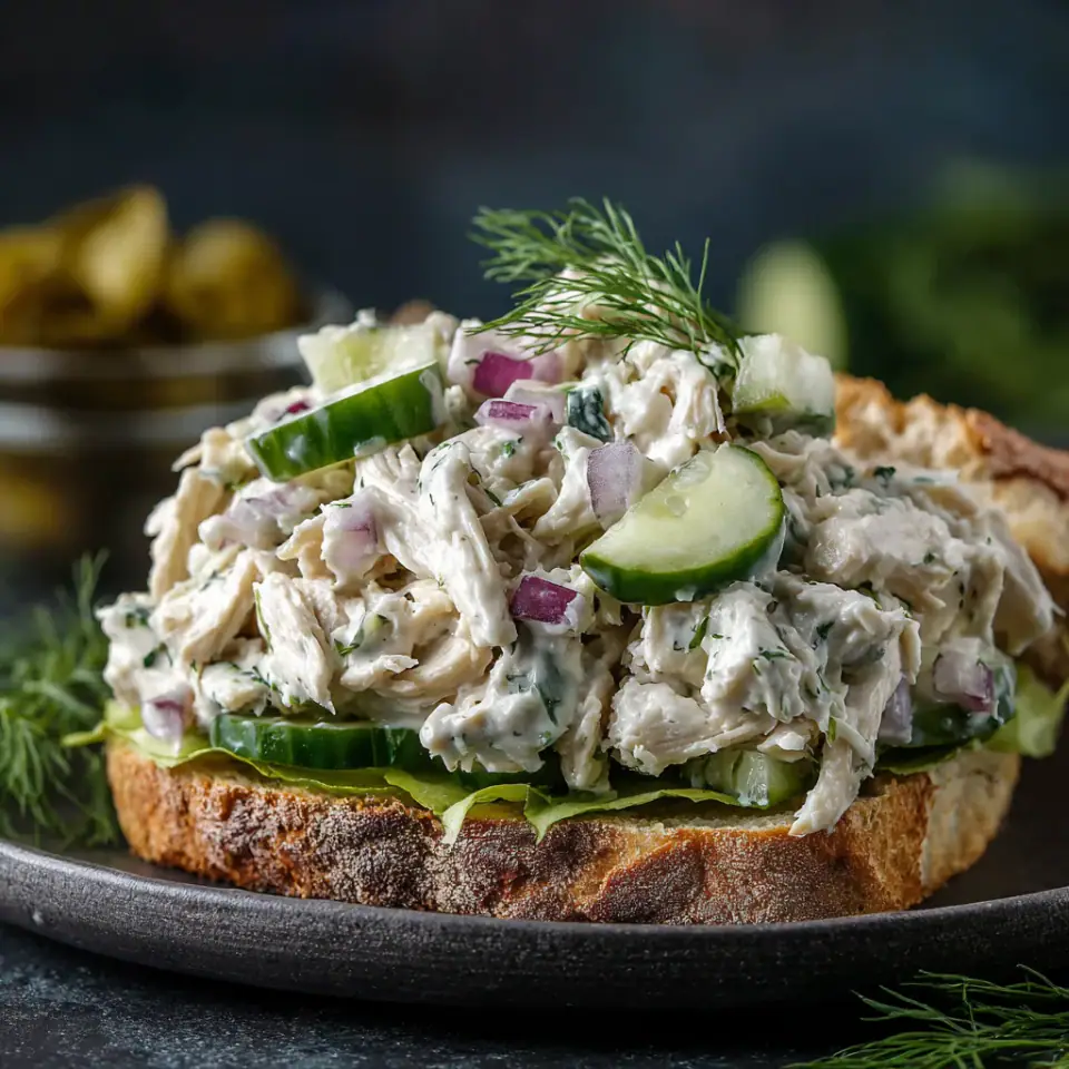 A close look at Savory Dill Pickle Chicken Salad