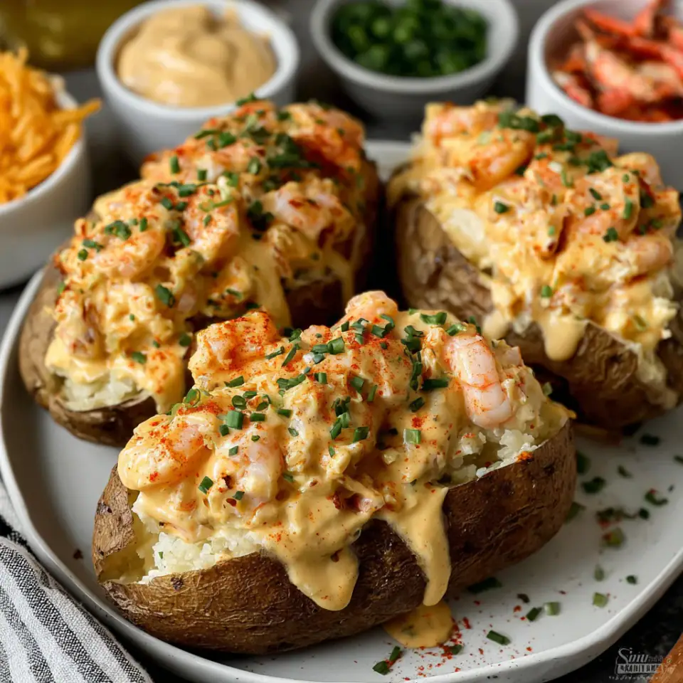 Seafood Stuffed Potatoes, ready to serve