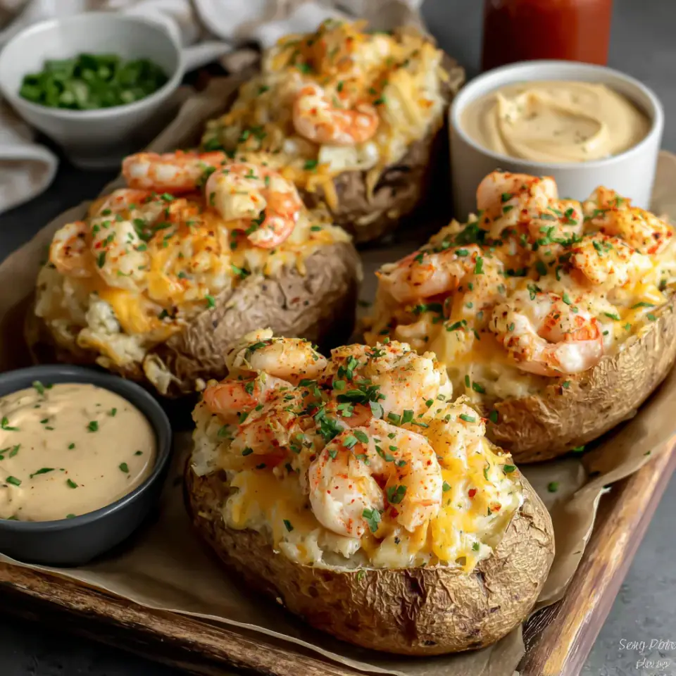 A close look at Seafood Stuffed Potatoes