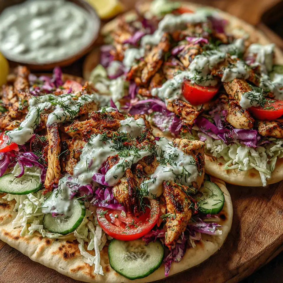 A close look at Sheet Pan Chicken Pitas with Fresh Herb Ranch Slaw