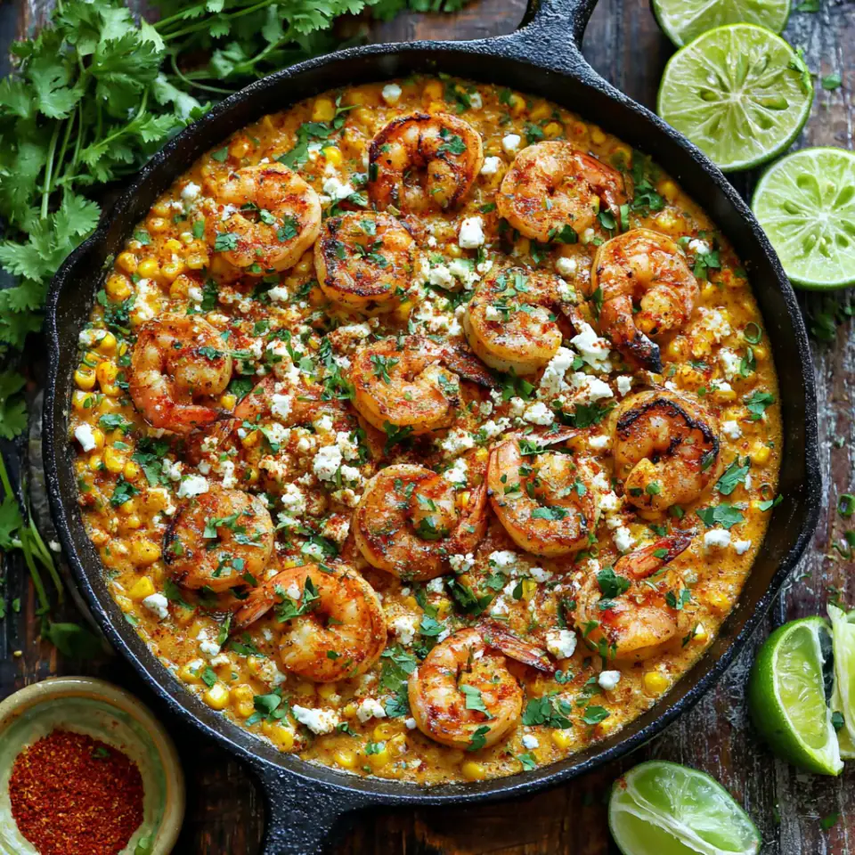 Shrimp and Creamed Corn, ready to serve