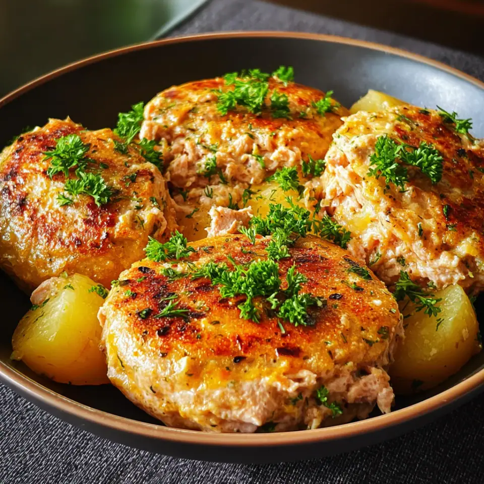 Golden Tuna Potato Patties with Hard-Boiled Eggs
