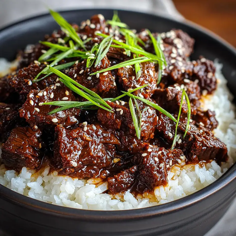 Slow Cooker Korean Beef served on the table