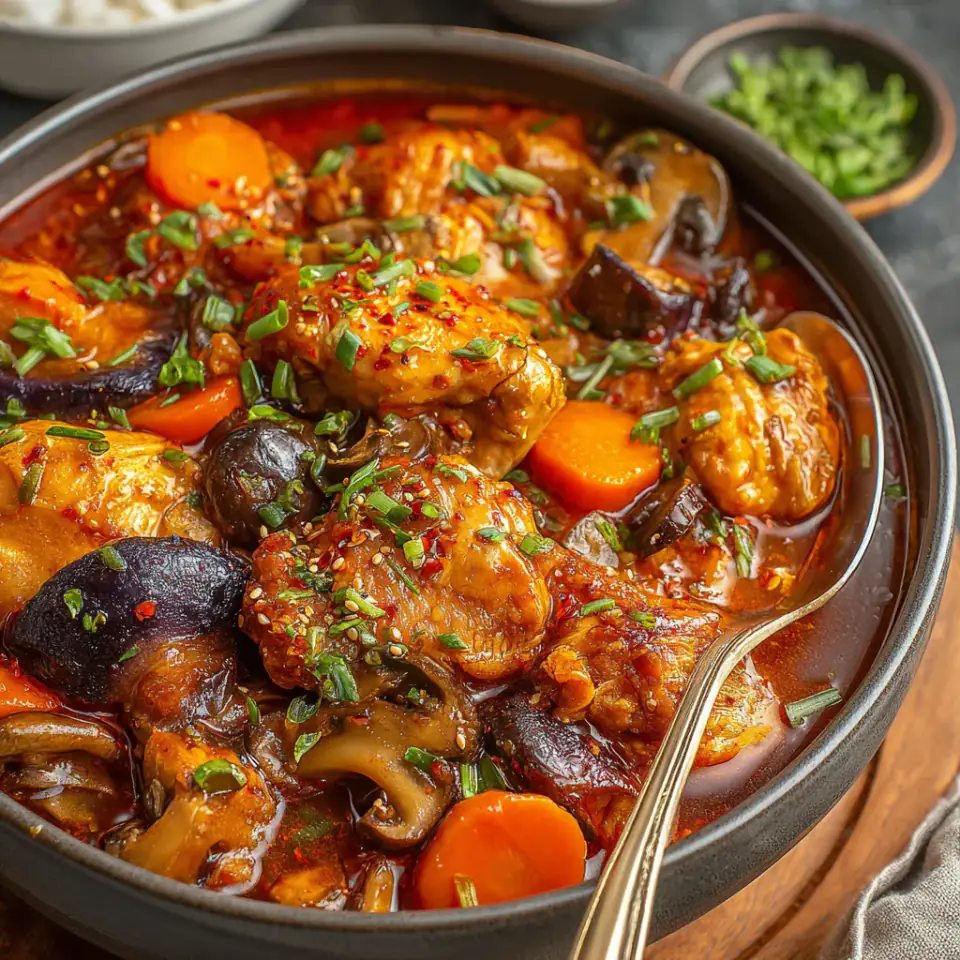 Slow Cooker Korean Chicken Stew, ready to serve