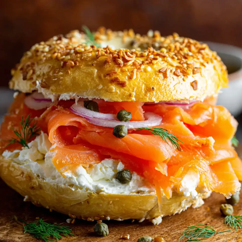 Smoked Salmon and Cream Cheese Bagel