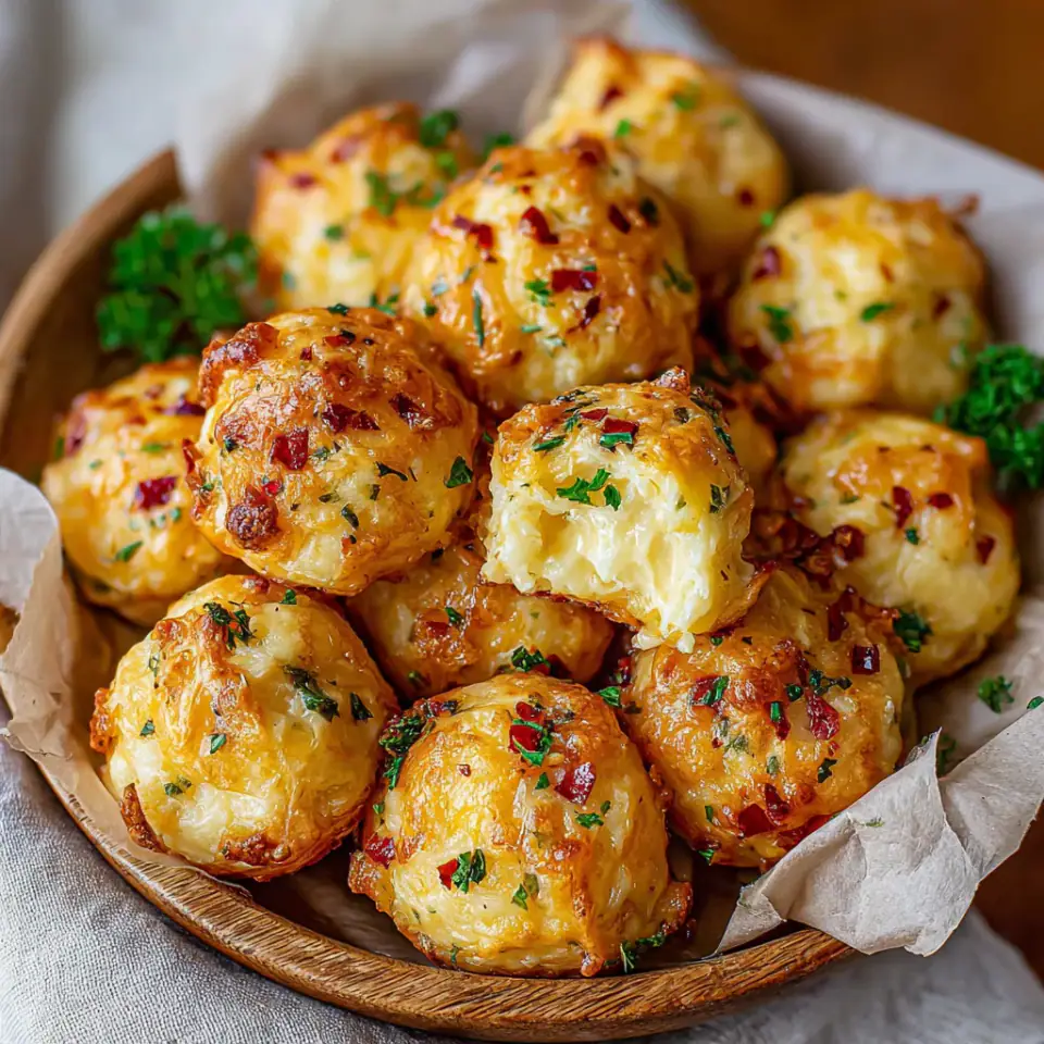 Spicy Garlic Herb Cheese Bites, ready to serve