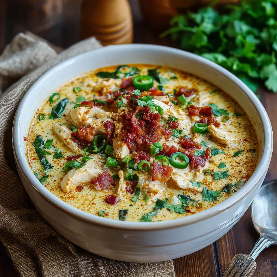 A close look at Spicy Jalapeño Popper Chicken Soup