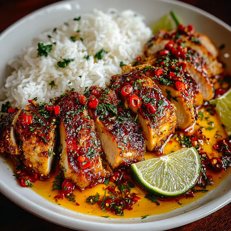 Spicy Maple Chicken & Coconut Rice, ready to serve