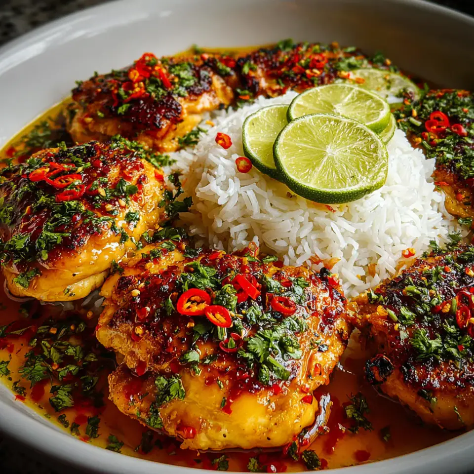 A close look at Spicy Maple Chicken & Coconut Rice