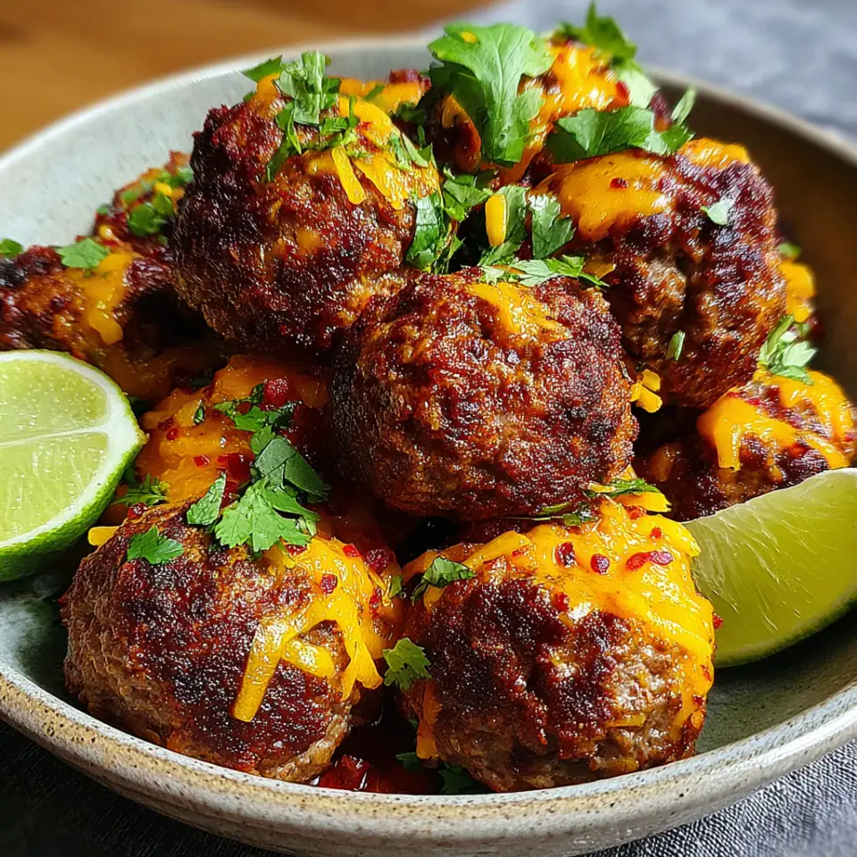Spicy Mexican Meatballs with Cheddar and Jalapeño