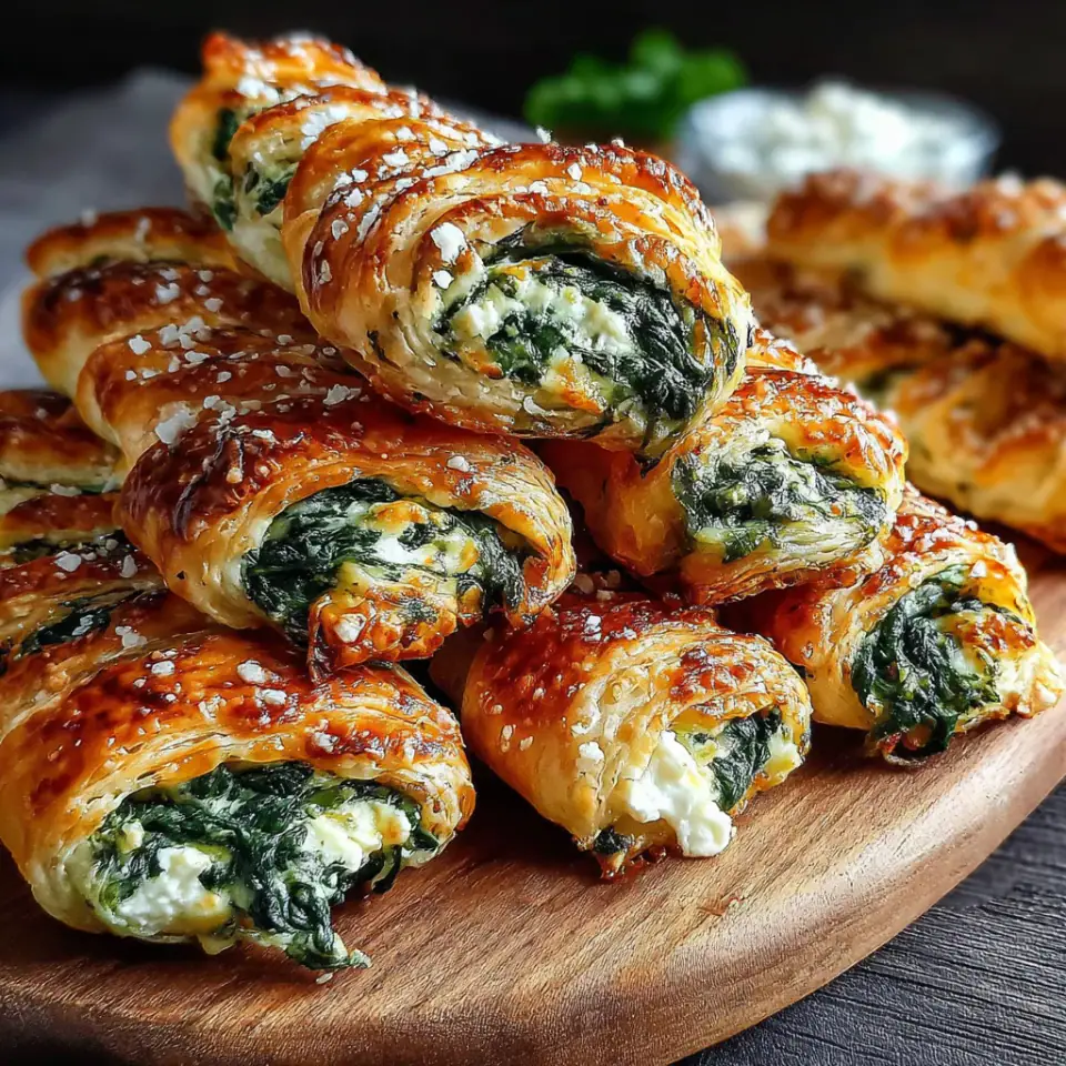 Spinach & Feta Puff Pastry Twists, ready to serve