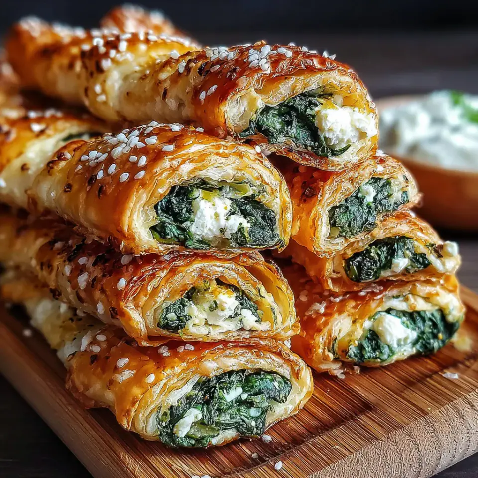 Spinach & Feta Puff Pastry Twists served on the table