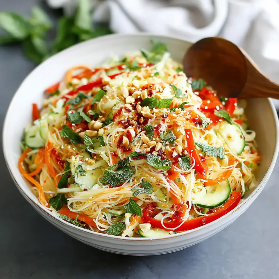 A close look at Spring Roll Salad with Spicy Ginger Dressing