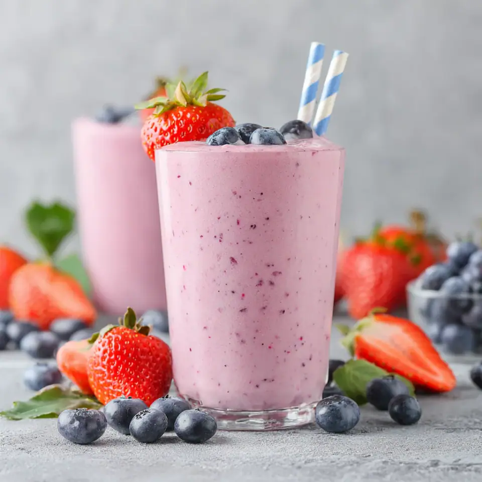 Strawberry Blueberry Smoothie, ready to serve