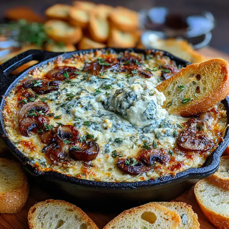 Stuffed Mushroom Dip, ready to serve