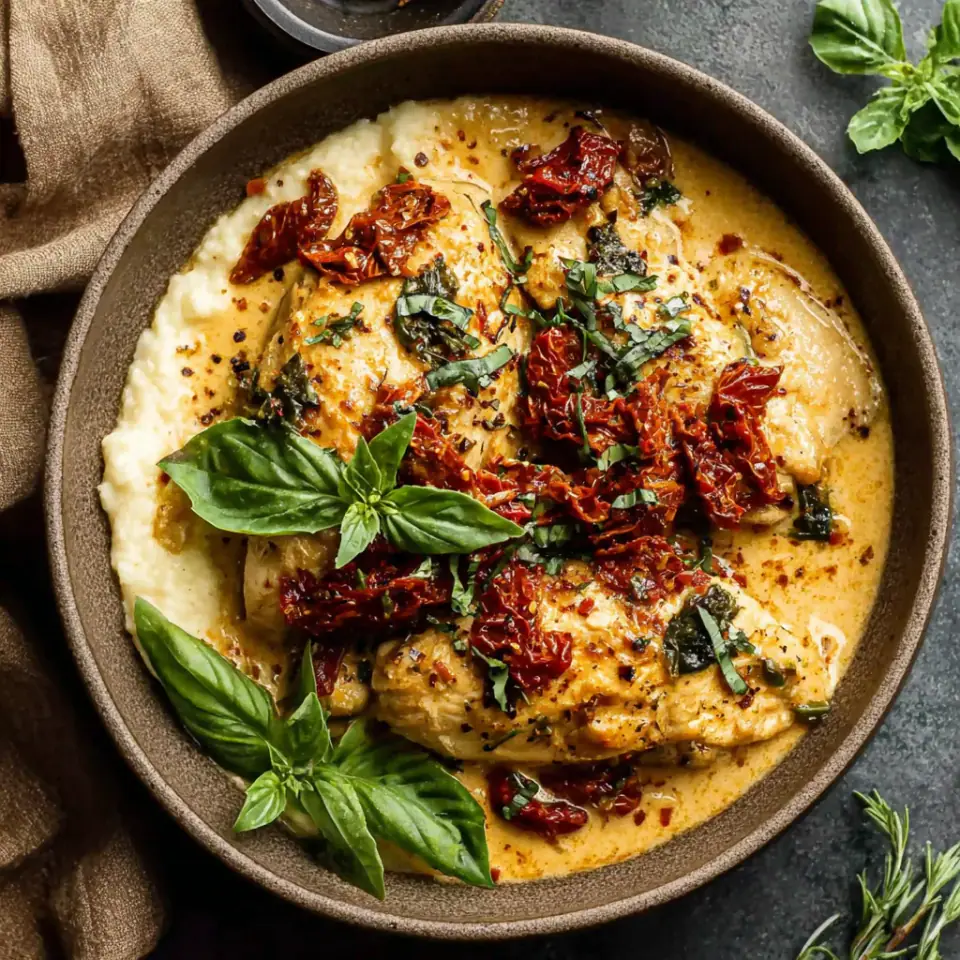 A close look at Sun-Dried Tomato Crockpot Chicken