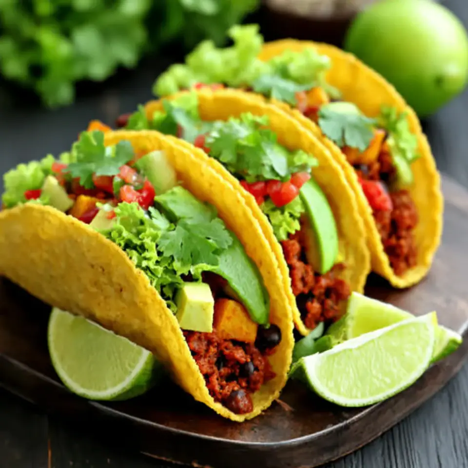 A close look at Sweet Potato and Black Bean Tacos