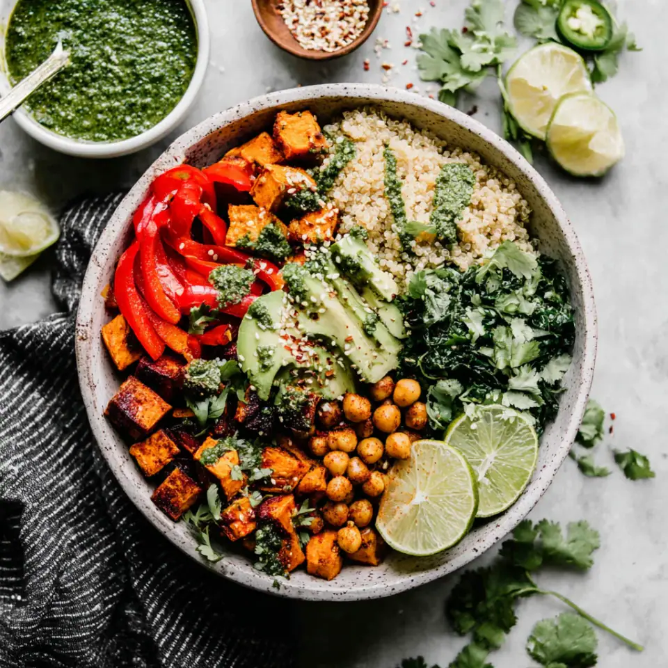 A close look at Sweet Potato Buddha Bowl with Chickpeas