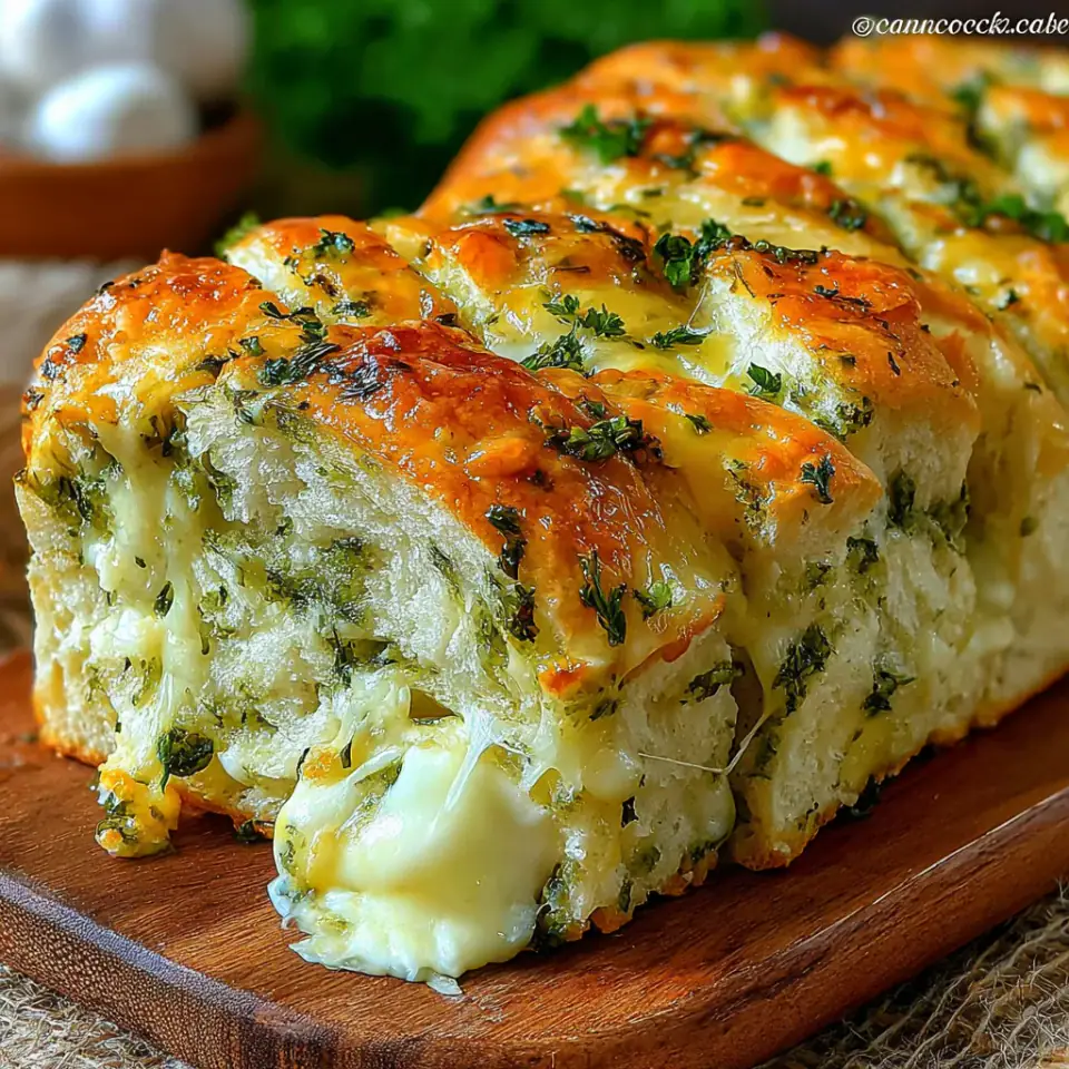 A close look at Swirled Garlic Herb And Cheese Bread