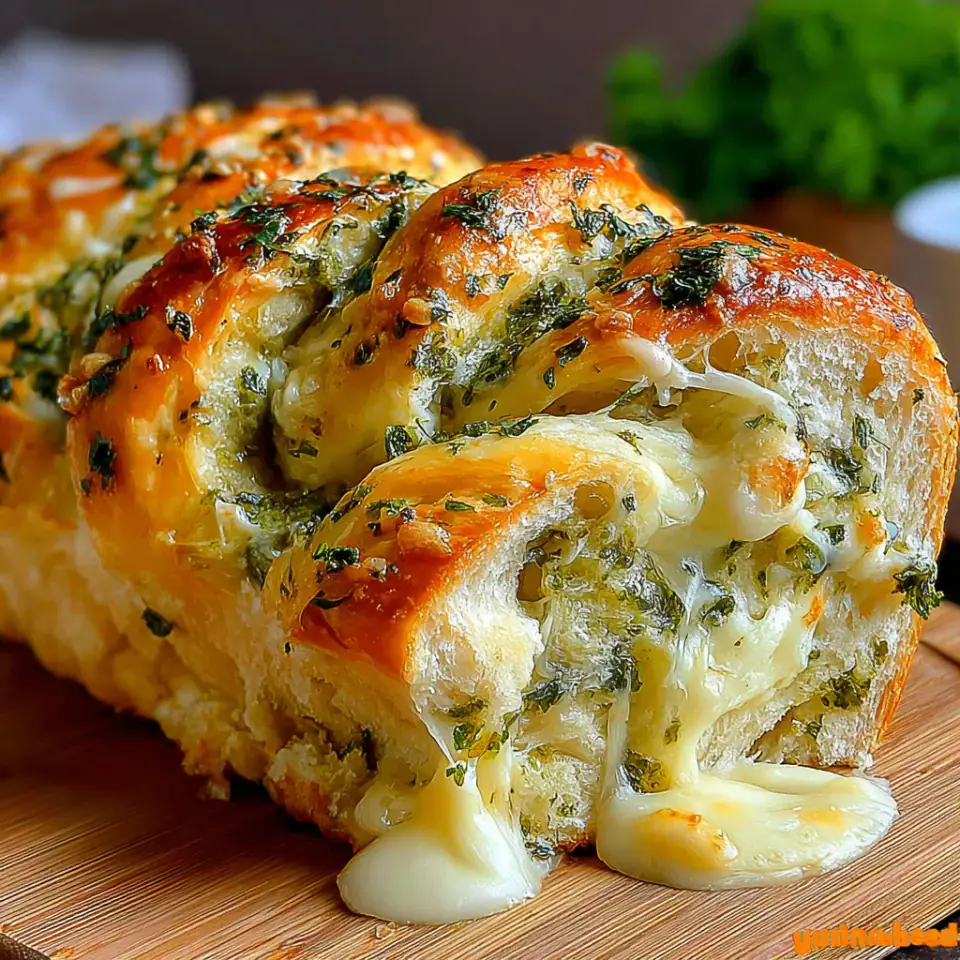 Swirled Garlic Herb And Cheese Bread served on the table