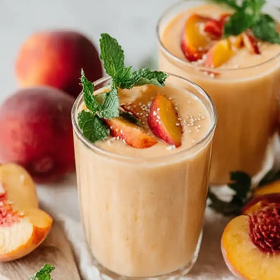 Peach Smoothie served on the table
