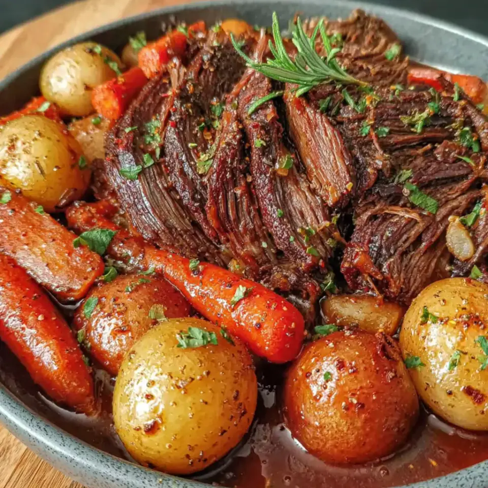 A close look at Crock Pot Chuck Roast with Vegetables