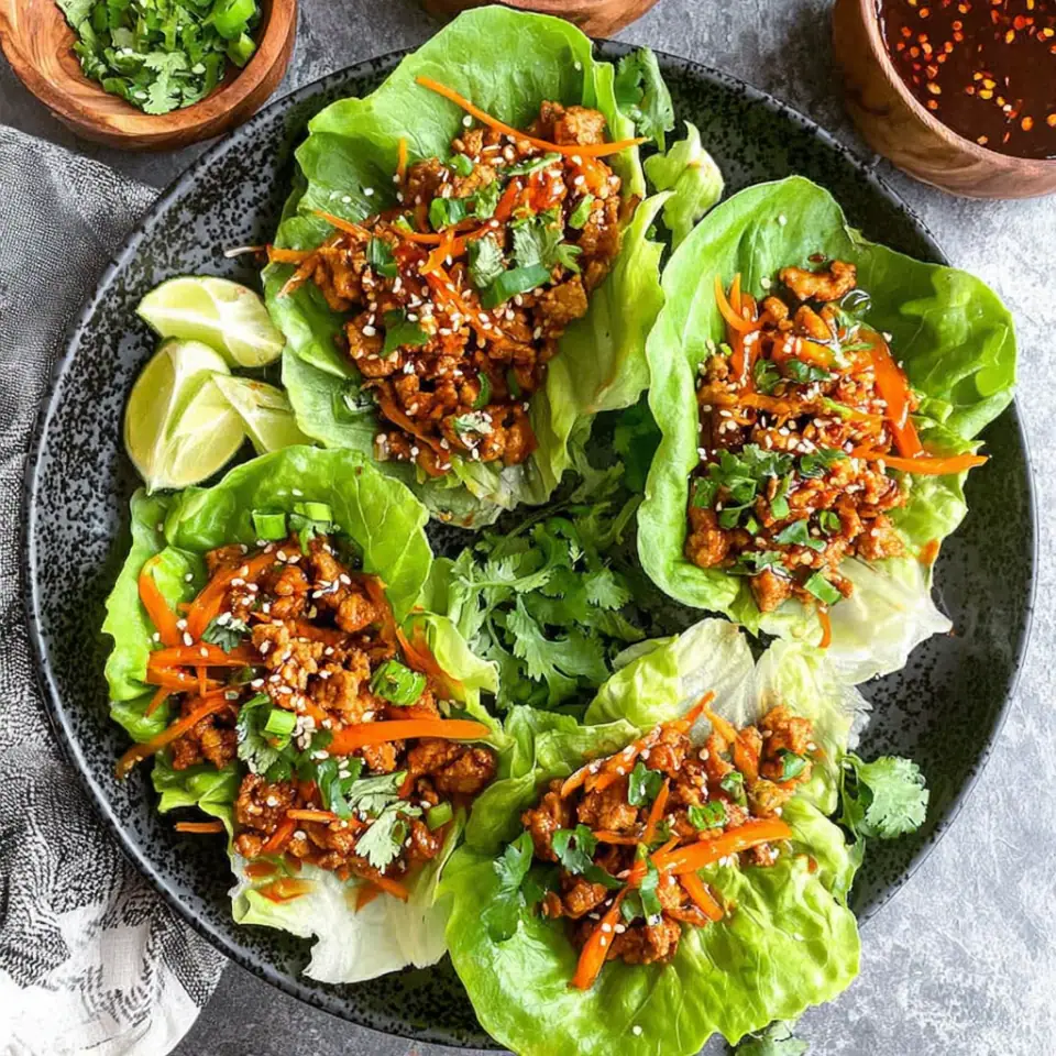 Thai Chicken Lettuce Wraps, ready to serve