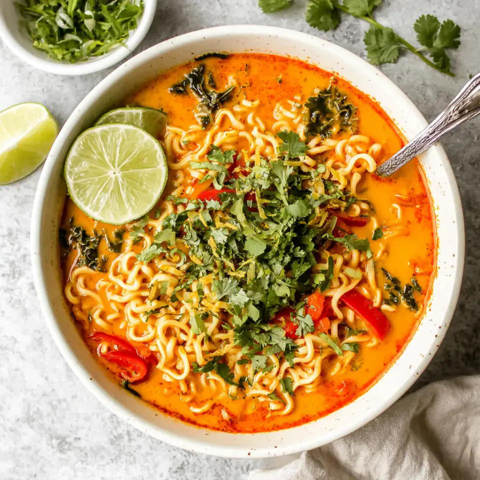 Thai Curry Soup served on the table