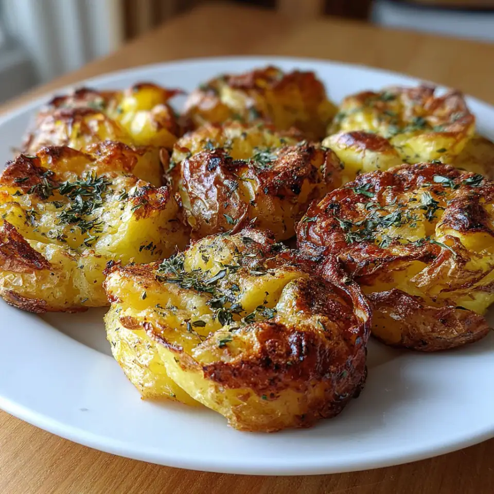 Crispy Air Fryer Smashed Potatoes, ready to serve