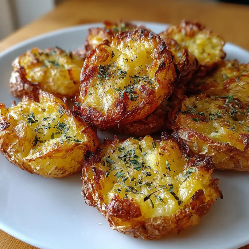 A close look at Crispy Air Fryer Smashed Potatoes