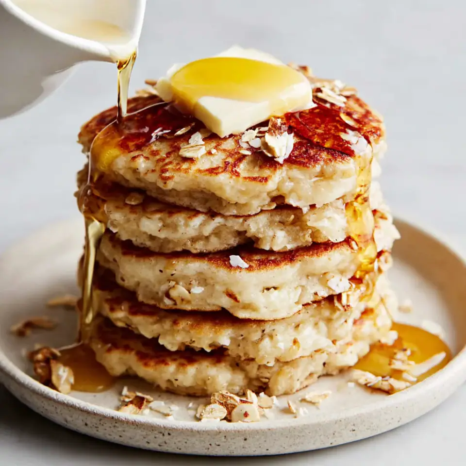 Easy Oatmeal Pancakes, ready to serve