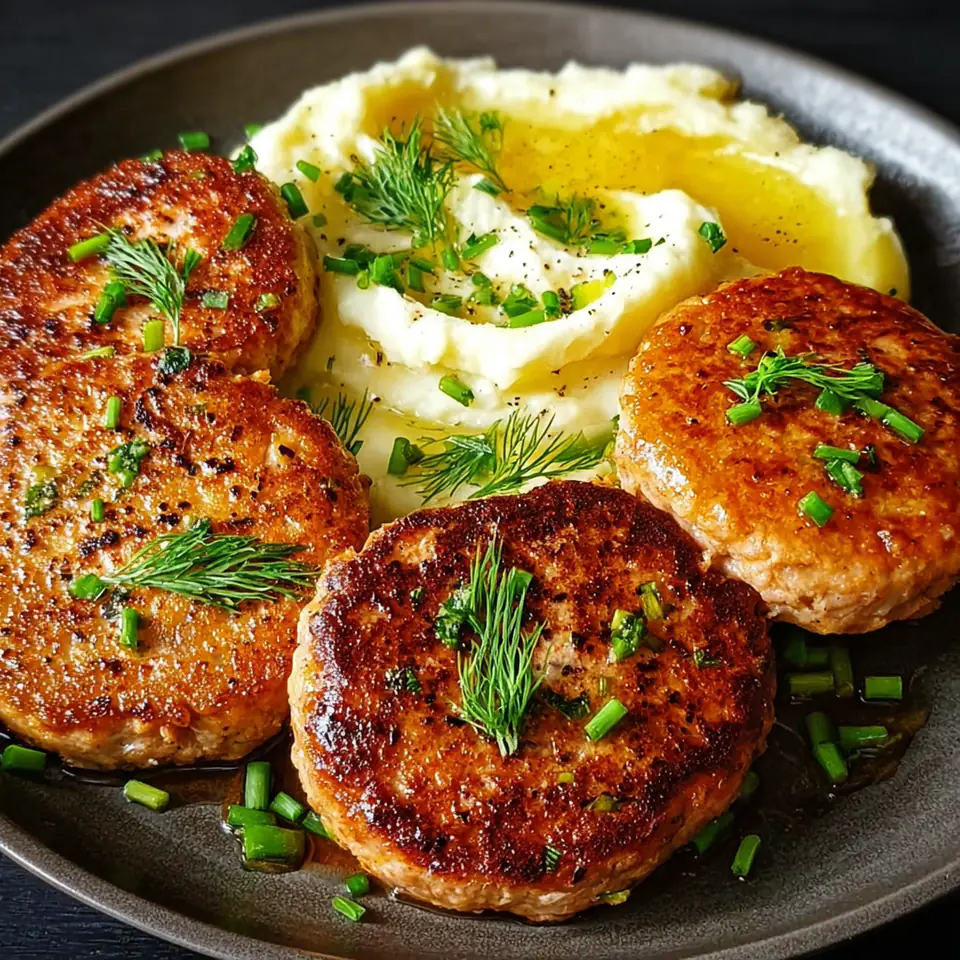 Tuna Egg Patties with Mashed Potatoes and Dill Sauce