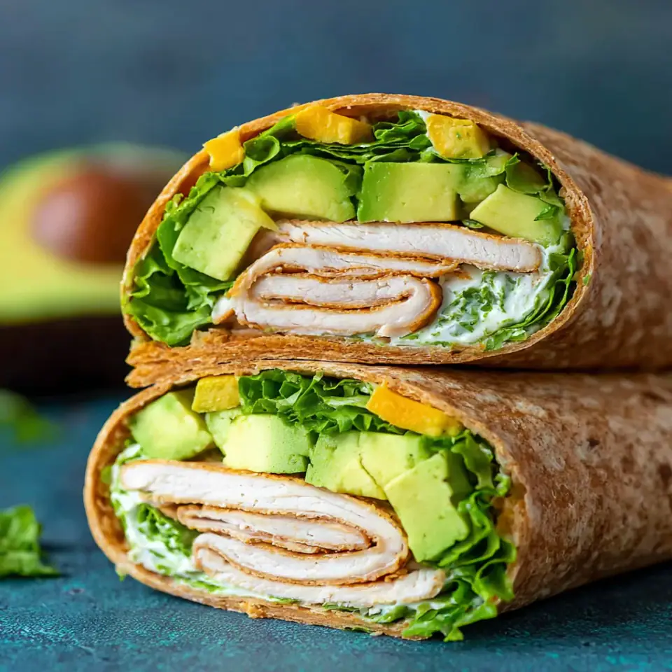 Turkey Avocado Wrap served on the table