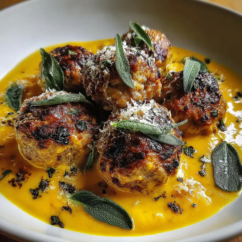 A close look at Turkey Meatballs in Pumpkin Sage Sauce
