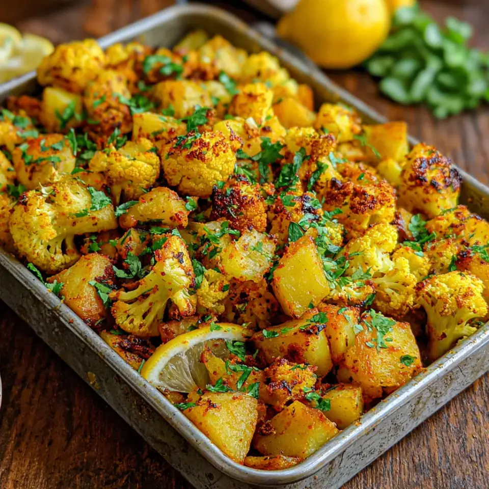 A close look at Sheet Pan Aloo Gobi