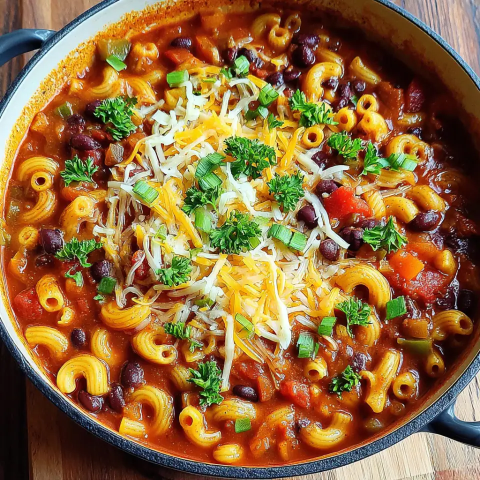 One Pot Vegetarian Chili Mac and Cheese