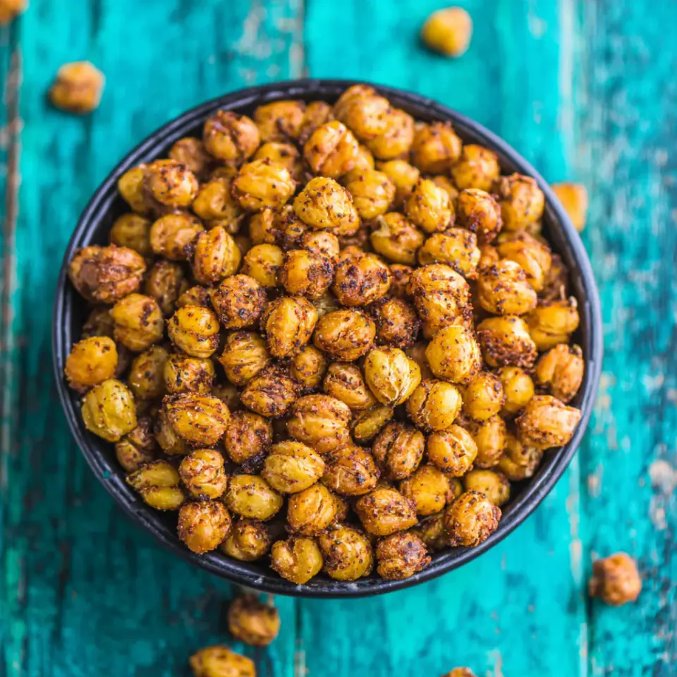 Crispy Air Fryer Chickpeas served on the table