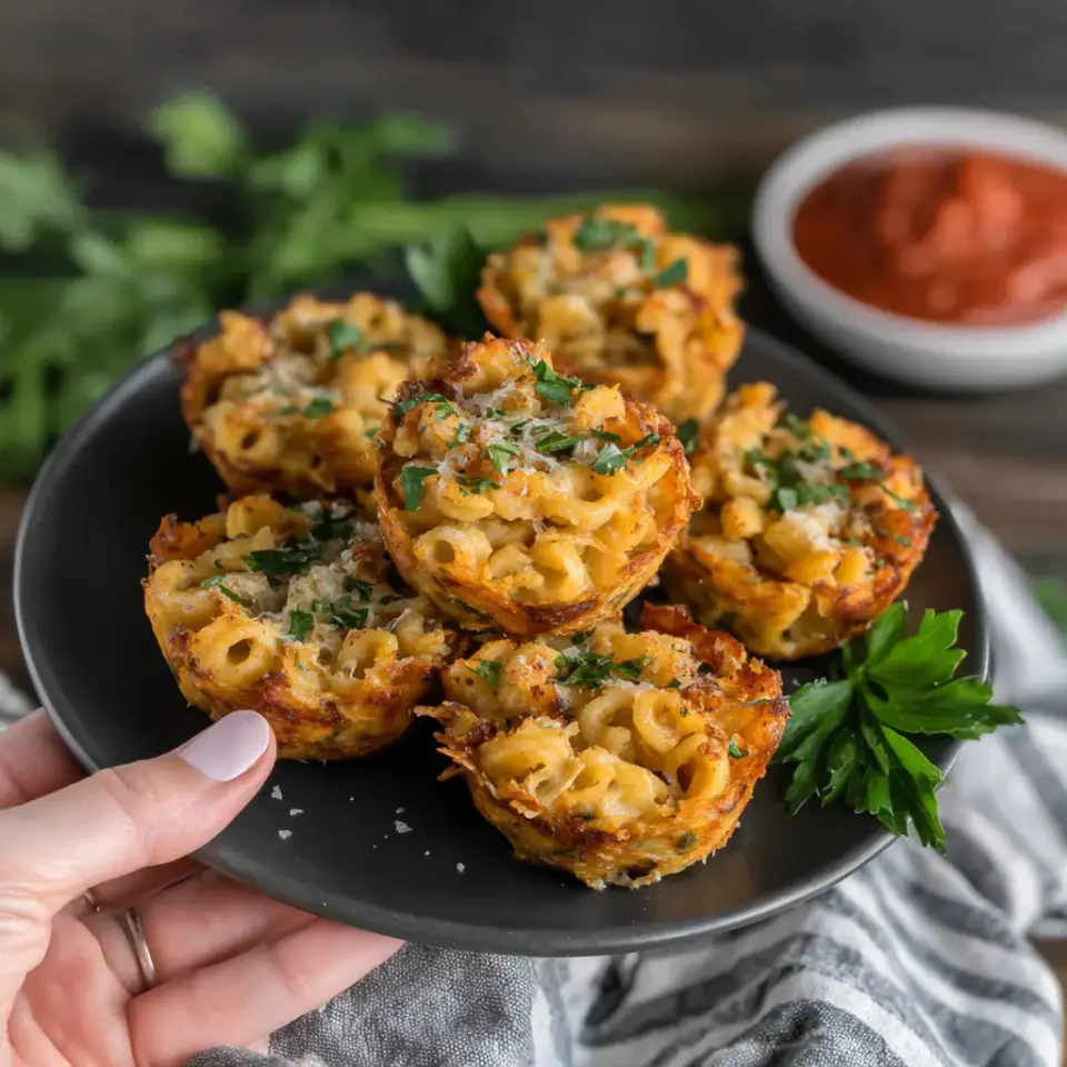 A close look at Vegan Baked Mac and Cheese Bites