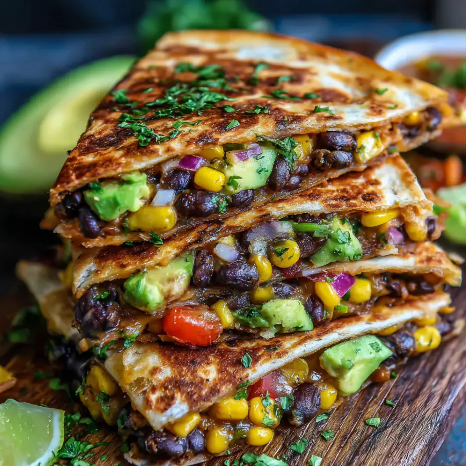Vegan Quesadillas with Black Beans and Avocado